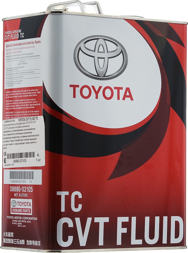 Трансмиссионное масло Toyota CVT Fluid TC, 4л / 0888602105