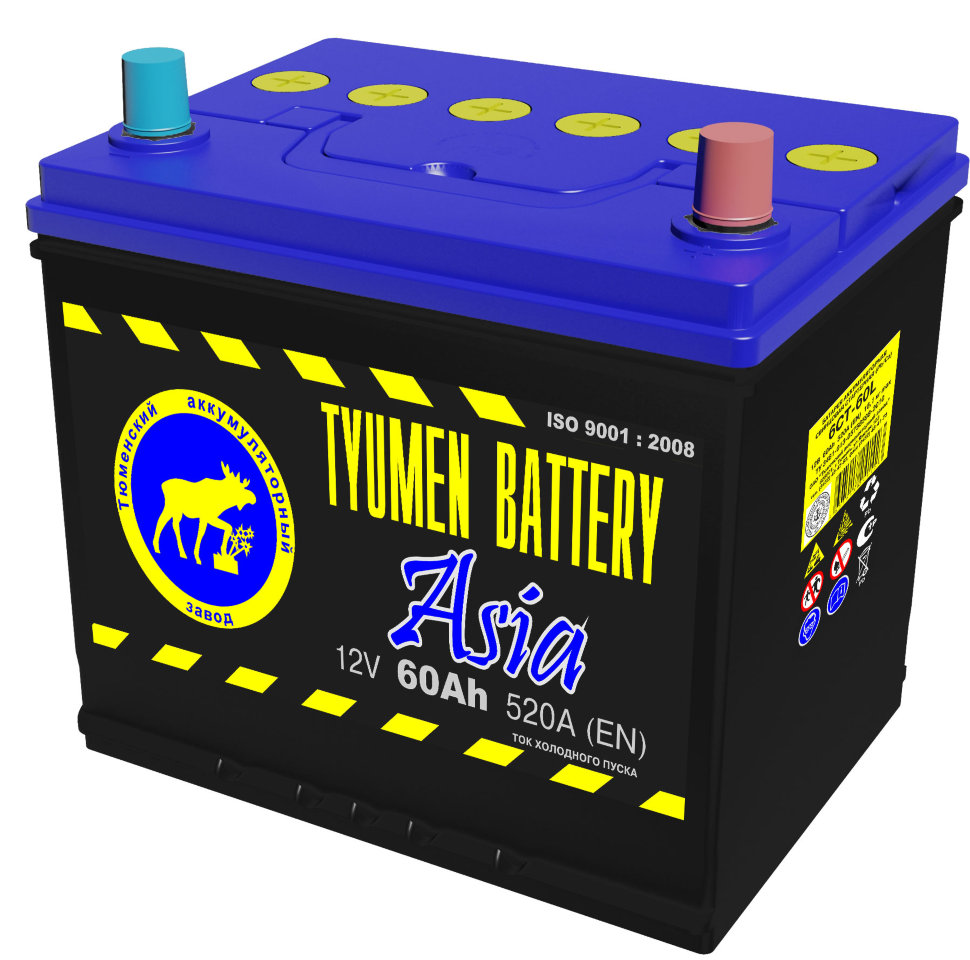 Аккумулятор 60 Ач Tyumen Battery Asia, 520 А, о.п. (-/+) / 111808